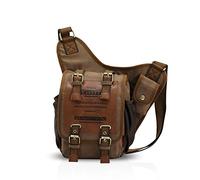 FANDARE Retro Outdoor Sports Rucksack Sling Bag Umhängetasche Messenger Schultertasche Reisen Wandern Daypack Crossbag Crossbody Bag Chest Pack Sporttasche Leinwand Braun