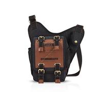 FANDARE Retro Outdoor Sports Rucksack Sling Bag Umhängetasche Messenger Schultertasche Reisen Wandern Daypack Crossbag Crossbody Bag Chest Pack Sporttasche Leinwand Schwarz