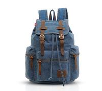 FANDARE Retro-Rucksack, 15,6 Zoll / 39,6 cm (15,6 Zoll), für Laptop, Outdoor, Reisen, Arbeit, Studenten, Wandern, Schultaschen, Daypack, blau, M, Freizeitrucksack