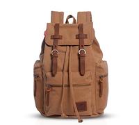 FANDARE Retro-Rucksack, 15,6 Zoll / 39,6 cm (15,6 Zoll), für Laptop, Outdoor, Reisen, Arbeit, Studenten, Wandern, Schultaschen, Daypack, Khaki B, M, Freizeitrucksack