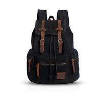 FANDARE Retro-Rucksack, 15,6 Zoll / 39,6 cm (15,6 Zoll), für Laptop, Outdoor, Reisen, Arbeit, Studenten, Wandern, Schultaschen, Daypack, Schwarz, M, Freizeitrucksack