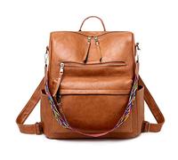 FANDARE Retro Rucksack Damen 3 in 1 Handtasche Mädchen Schultasche Wasserdicht Schultertasche Schulrucksack Casual Daypacks für Pendeln Reise Campus Sport Schulranzen Rucksäcke Dauerhaft PU Braun