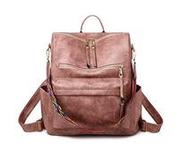FANDARE Retro Rucksack Damen 3 in 1 Handtasche Mädchen Schultasche Wasserdicht Schultertasche Schulrucksack Casual Daypacks für Pendeln Reise Campus Sport Schulranzen Rucksäcke Dauerhaft PU Rosa