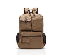 FANDARE Retro Rucksack Herren Business Laptop Bag Studenten Multi-Taschen Rucksack Outdoor Reise Daypack Atmungsaktiv Leinwand, kaki, L, Freizeitrucksack