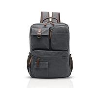 FANDARE Retro Rucksack Herren Business Laptop Bag Studenten Multi-Taschen Rucksack Outdoor Reise Daypack Atmungsaktiv Leinwand, grau, L, Freizeitrucksack
