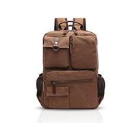 FANDARE Retro Rucksack Herren Business Laptop Tasche Student Outdoor Reisen Multi-Tasche Daypack Verschleißfest Leinwand Braun