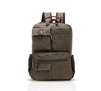 FANDARE Retro Rucksack Herren Business Laptop Tasche Student Outdoor Reisen Multi-Tasche Daypack Verschleißfest Leinwand Grün