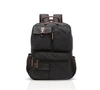 FANDARE Retro Rucksack Herren Business Laptop Tasche Student Outdoor Reisen Multi-Tasche Daypack Verschleißfest Leinwand Schwarz