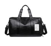 FANDARE Retro Sporttasche Reisetasche mit Schuhfach Herren Damen PU Leder Weekender Ryanair Handgepäck Weekender Bag Schwimmtasche Doktortasche Trainingstasche Badetasche Urlaubstasche Schwarz