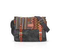 FANDARE Retro Umhängetasche für Männer/Frauen Business Crossbody Bag Outdoor Reise Camping Große Kapazität Umhängetasche Atmungsaktiv Leinwand, Grau, L, Freizeitrucksack