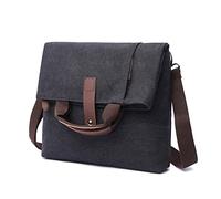 FANDARE Retro Umhängetasche Handtasche Schultertasche Herrentasche Segeltuch Kuriertasche Messenger-Bags Aktentasche für Herren Damen Arbeit Reise Schule Hochschule Arbeit Outdoor Schulranzen Schwarz