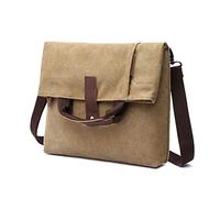 FANDARE Retro Umhängetasche Handtasche Schultertasche Herrentasche Segeltuch Kuriertasche Messenger-Bags Aktentasche für Herren Damen Arbeit Reise Schule Hochschule Arbeit Outdoor Schulranzen Khaki