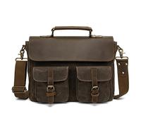 FANDARE Retro Umhängetasche Handtasche Tragetasche Schultertasche Herrentasche Segeltuch Leder Kuriertasche Messenger-Bags Aktentasche für Arbeit Reise Schule Hochschule Arbeit Schulranzen Braun