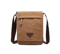 FANDARE Retro Umhängetasche Herren Segeltuch Arbeitstasche Damen Messenger Bag Schultertasche Herrentasche zum Umhängen für Reise Schule Hochschule Arbeit Outdoor Schulranzen Braun A