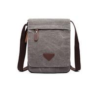 FANDARE Retro Umhängetasche Herren Segeltuch Arbeitstasche Damen Messenger Bag Schultertasche Herrentasche zum Umhängen für Reise Schule Hochschule Arbeit Outdoor Schulranzen Grau