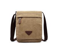 FANDARE Retro Umhängetasche Herren Segeltuch Arbeitstasche Damen Messenger Bag Schultertasche Herrentasche zum Umhängen für Reise Schule Hochschule Arbeit Outdoor Schulranzen Khaki