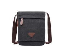 FANDARE Retro Umhängetasche Herren Segeltuch Arbeitstasche Damen Messenger Bag Schultertasche Herrentasche zum Umhängen für Reise Schule Hochschule Arbeit Outdoor Schulranzen Schwarz