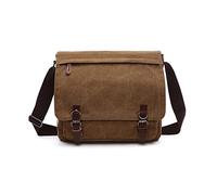 FANDARE Retro Umhängetasche Herren Segeltuch Arbeitstasche Messenger Bag Schultertasche passen 12,9-Zoll-Laptop Herrentasche Umhängen für Reise Schule Hochschule Arbeit Outdoor Schulranzen Braun