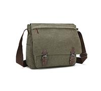 FANDARE Retro Umhängetasche Herren Segeltuch Arbeitstasche Messenger Bag Schultertasche passen 12,9-Zoll-Laptop Herrentasche Umhängen für Reise Schule Hochschule Arbeit Outdoor Schulranzen Grün