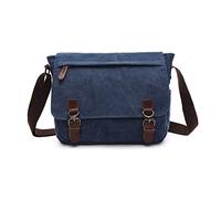 FANDARE Retro Umhängetasche Herren Segeltuch Arbeitstasche Messenger Bag Schultertasche passen 12,9-Zoll-Laptop Herrentasche Umhängen für Reise Schule Hochschule Arbeit Outdoor Schulranzen Dunkelblau