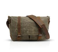 FANDARE Retro Umhängetasche Messenger Bag Canvas Schultertasche für 14 Zoll Laptop Briefcase Schultertaschen Herren Damen Sporttasche Arbeit Schule Schulranzen, grün, L, Retro