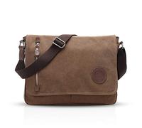 FANDARE Retro Umhängetasche Schultertasche Segeltuch Laptoprucksäcke für 14 Zoll Laptop Kuriertasche Herren Damen Crossbody Messenger Bag Reise Schule Hochschule Multifunktions Schulranzen Braun