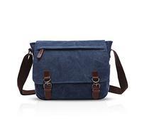FANDARE Retro Umhängetasche Segeltuch Schultertasche Herren Damen Lehrertasche Briefträgertasche für 12.9 Zoll Notebook Laptoptasche Große Aktentasche Freizeit Reise Business Messenger Bag Blau M