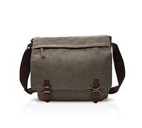 FANDARE Retro Umhängetasche Segeltuch Schultertasche Herren Damen Lehrertasche Briefträgertasche für 12.9 Zoll Notebook Laptoptasche Große Aktentasche Freizeit Reise Business Messenger Bag Grau M