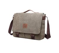 FANDARE Retro Umhängetaschen Herren Aktentasche Schultertasche Groß Arbeitstasche Leinwand Groß Messenger Bag Damen Arzttasche Tragetasche Aktenkoffer für Reisen, Geschäft Lehrertasche Grau
