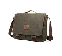 FANDARE Retro Umhängetaschen Herren Aktentasche Schultertasche Groß Arbeitstasche Leinwand Groß Messenger Bag Damen Arzttasche Tragetasche Aktenkoffer für Reisen, Geschäft Lehrertasche Militärgrün