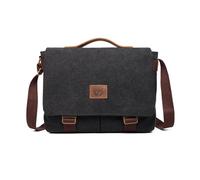FANDARE Retro Umhängetaschen Herren Aktentasche Schultertasche Groß Arbeitstasche Leinwand Groß Messenger Bag Damen Arzttasche Tragetasche Aktenkoffer für Reisen, Geschäft Lehrertasche Schwarz