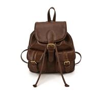 FANDARE Rucksack Damen Elegant Cityrucksack PU Leder Tagesrucksack Retro Kordelzug Damenrucksack Schultertaschen Frauen Mädchen Rucksackhandtasche Daypack für Universität Arbeit Reise Hellbraun