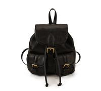 FANDARE Rucksack Damen Elegant Cityrucksack PU Leder Tagesrucksack Retro Kordelzug Damenrucksack Schultertaschen Frauen Mädchen Rucksackhandtasche Daypack für Universität Arbeit Reise Schwarz
