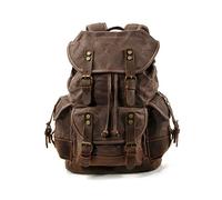 FANDARE Rucksack Daypack 15.6 Zoll Laptop Business Rucksack Für Damen Herren Großvolumiger 21.6L Wanderrucksack Mit Retro Design Leichter Freizeitrucksack für Reisen Outdoor Braun A