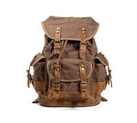FANDARE Rucksack Daypack 15.6 Zoll Laptop Business Rucksack Für Damen Herren Großvolumiger 21.6L Wanderrucksack Mit Retro Design Leichter Freizeitrucksack für Reisen Outdoor Braun B