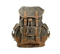 FANDARE Rucksack Daypack 15.6 Zoll Laptop Business Rucksack Für Damen Herren Großvolumiger 21.6L Wanderrucksack Mit Retro Design Leichter Freizeitrucksack für Reisen Outdoor Militärgrün B
