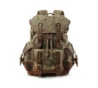 FANDARE Rucksack Daypack 15.6 Zoll Laptop Business Rucksack Für Damen Herren Großvolumiger 21.6L Wanderrucksack Mit Retro Design Leichter Freizeitrucksack für Reisen Outdoor Militärgrün A