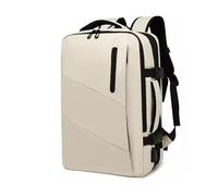 FANDARE Rucksack Herren Damen,Reisebüro Rucksack mit USB Ladeport, Erweiterbar 10 cm 15.6 Zoll Laptopfach Atmungsaktives Rückenpolster Wasserdicht Mehrere Fächer Großer Stauraum Cremeweiß