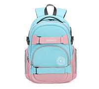 FANDARE Rucksack Schulranzen Schulrucksack Teenager Daypacks mit Laptopfach für 15.6 Zoll Tagesrucksack Mädchen Junge Schultaschen für Universität Reisen Freizeit Arbeit Pink Blau