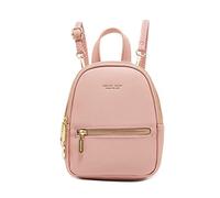 FANDARE Rucksäcke Damen Umhängetasche Klein Schulrucksack Elegant Handtasche Casual Daypacks Mädchen Reise Wandern Schulranzen Wasserdicht PU Leder Rosa