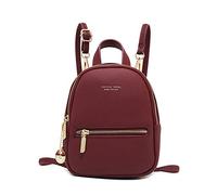 FANDARE Rucksäcke Damen Umhängetasche Klein Schulrucksack Elegant Handtasche Casual Daypacks Mädchen Reise Wandern Schulranzen Wasserdicht PU Leder rot