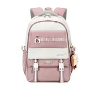 FANDARE Schulranzen Damen Herren Schulrucksack Mädchen Teenager Rucksack Schule mit Süßer Anhänger Junge Kinderrucksack Schultasche Daypack Tagesrucksack Uni Wasserdicht Daypack School Bag Lila