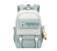 FANDARE Schulranzen Damen Herren Schulrucksack Mädchen Teenager Rucksack Schule mit Süßer Anhänger Junge Kinderrucksack Schultasche Daypack Tagesrucksack Uni Wasserdicht Daypack School Bag Hellblau