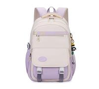 FANDARE Schulranzen Mädchen Junge Schulrucksack Daypacks Büchertaschen für Grund-, Mittel- und Oberschüler Rucksack Hochschule Damen Schultertaschen für Uni Reisen mit Plüsch-Accessoires Lila