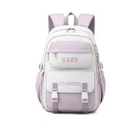 FANDARE Schulranzen Mädchen Junge Schulrucksack Lässig Rucksack Büchertaschen für Grund-, Mittel- und Oberschüler Hochschule Damen Schultertaschen für Uni Reisen Freizeit Daypacks Lila Weiß