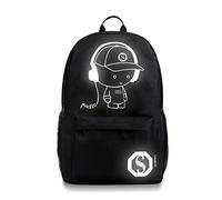 FANDARE Schulrucksack Galaxy Leuchtend Schultasche Junge Mädchen Rucksäcke Schulranzen mit USB Teenager Backpack Tagesrucksack Reise Daypacks Damen Herren Kinderrucksäcke Polyester Schwarz A