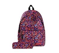 FANDARE Schulrucksack Galaxy Schultasche Junge Mädchen Rucksäcke Schulranzen mit Mäppchen Teenager Tagesrucksack Reise Daypack Damen 14 Zoll Laptop-Tasche Kinderrucksäcke Wasserdicht Polyester Blume