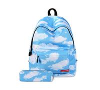 FANDARE Schulrucksack Galaxy Schultasche Junge Mädchen Rucksäcke Schulranzen mit Mäppchen Teenager Tagesrucksack Reise Daypack Damen 14 Zoll Laptop-Tasche Kinderrucksäcke Wasserdicht Polyester Wolken