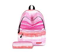 FANDARE Schulrucksack Galaxy Schultasche Junge Mädchen Rucksäcke Schulranzen mit Mäppchen Teenager Tagesrucksack Reise Daypack Damen 14 Zoll Laptop-Tasche Kinderrucksäcke Wasserdicht Polyester Rosa