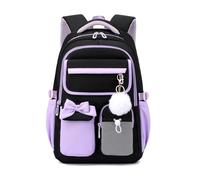 FANDARE Schulrucksack Mädchen Damen Leichter Rucksack mit Kofferaufnahme für Koffer Atmungsaktives Rückensystem mit Netzbelüftung S-förmige Schultergurte & Brustgurt Lila